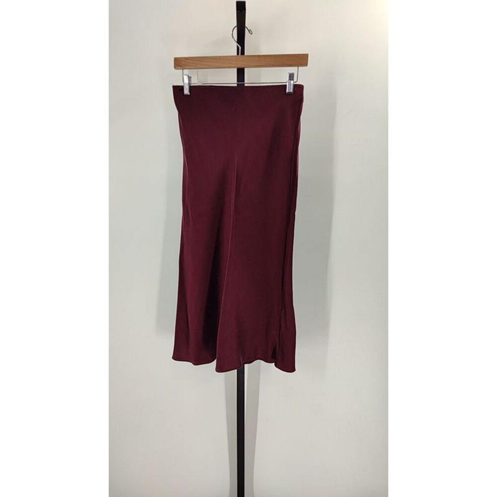 Quince Burgundy Satin-Effect Midi Skirt